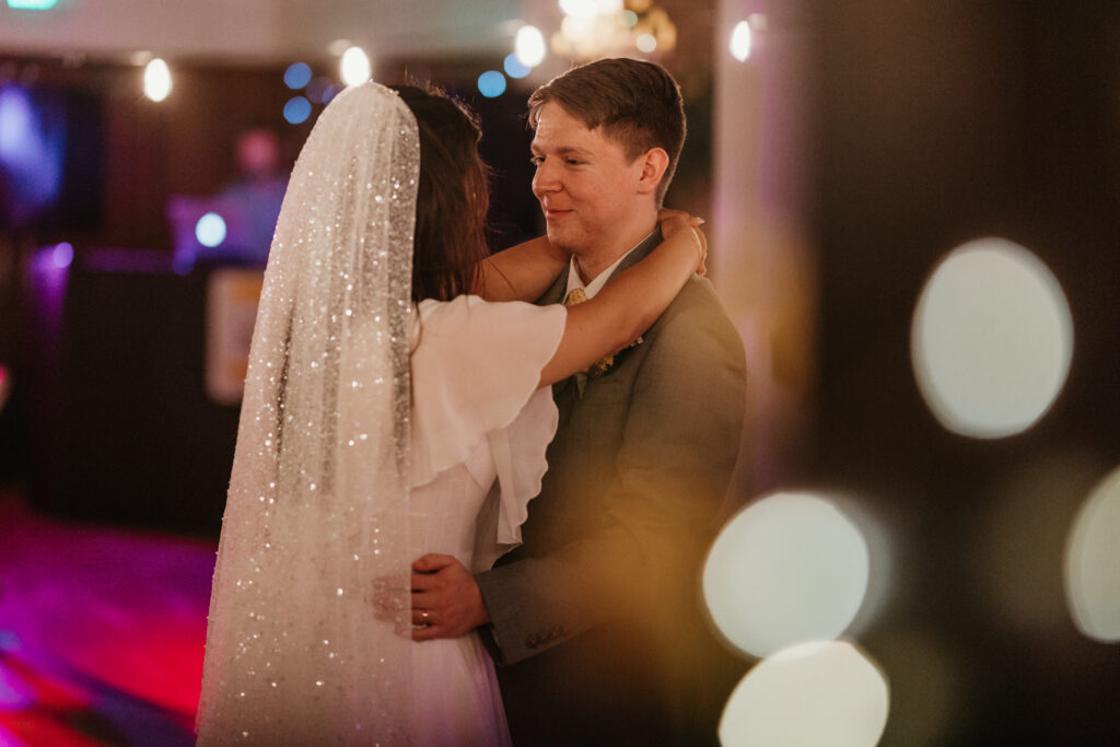 Bride and groom's first dance at a lds/mormon church wedding held in Hemet, California